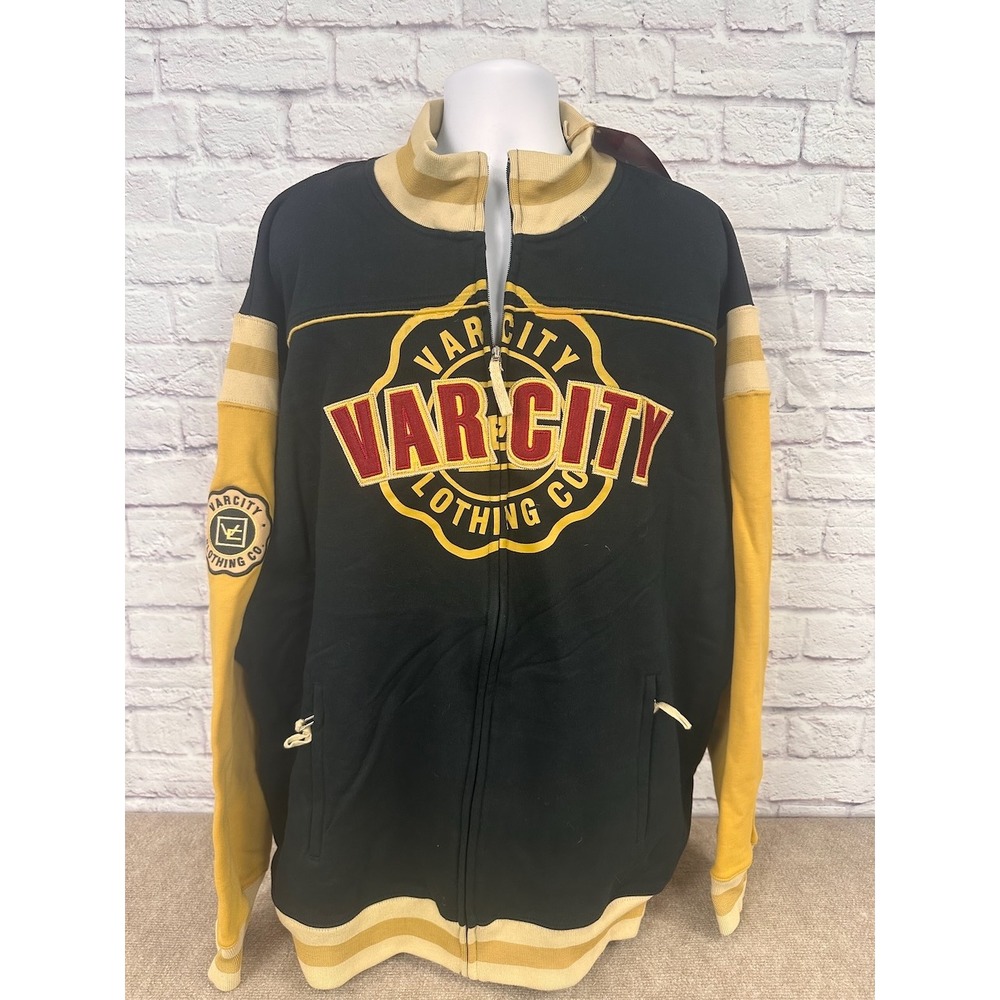 Varsity Clothing‎ Co Vintage Varsity Jacket 3XL Black Gold Full Zip Athletic